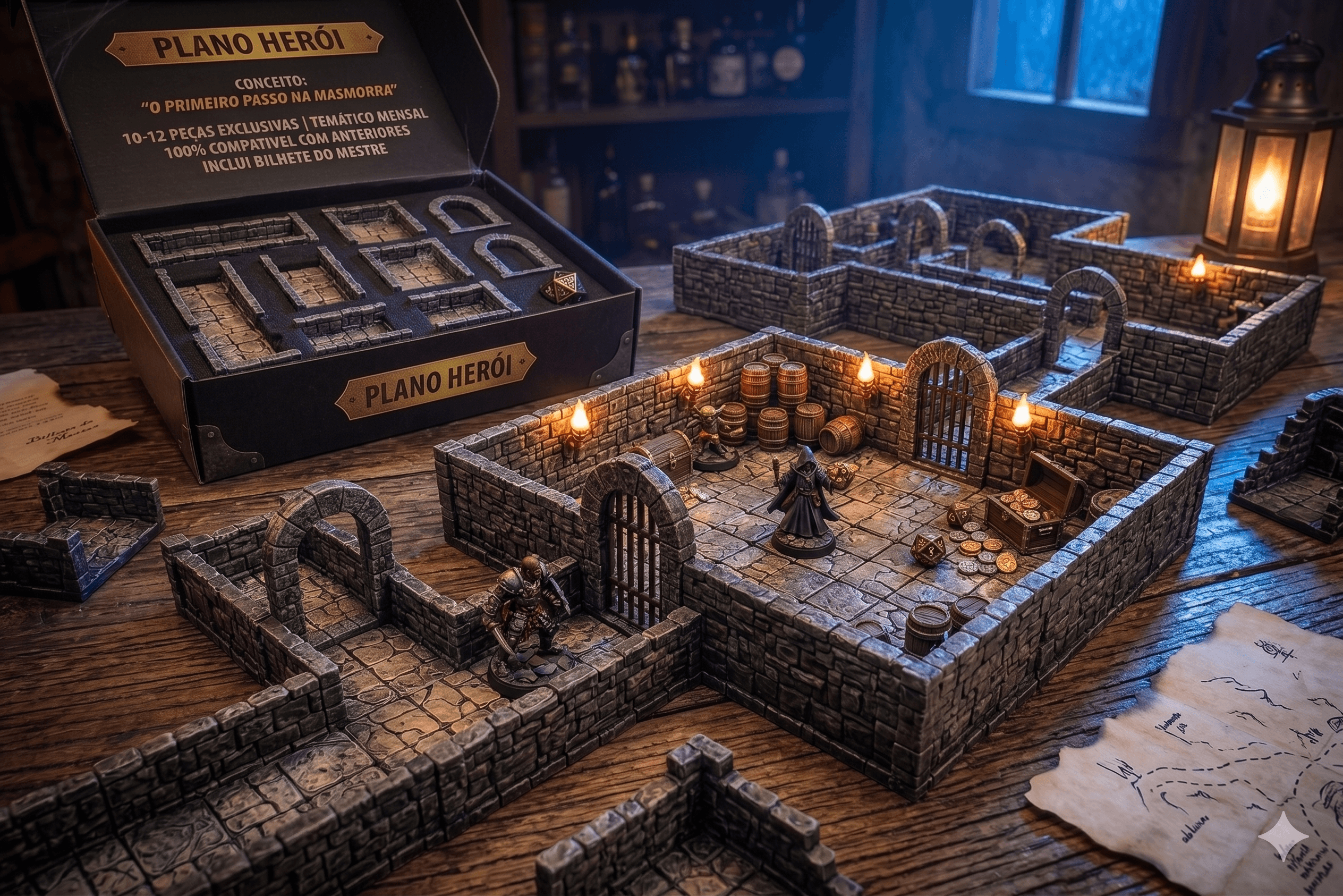 Plano Aventureiro — cenários 3D DungeonBox