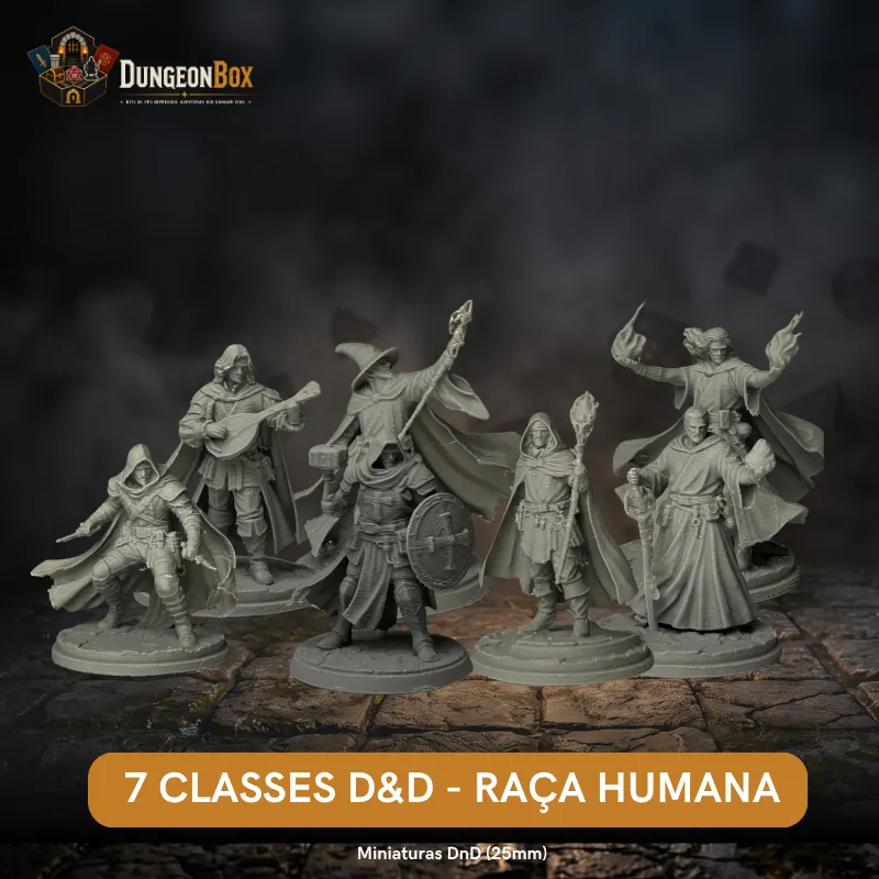 Kit Heróis Humanos: 7 Classes Clássicas (RPG 25mm) - DungeonBox
