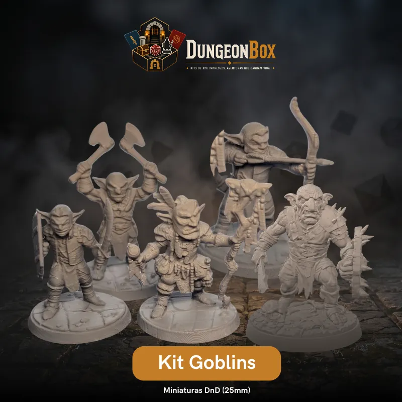 Kit Bando de Goblins: A Emboscada Perfeita (5 Miniaturas RPG 25mm) - DungeonBox