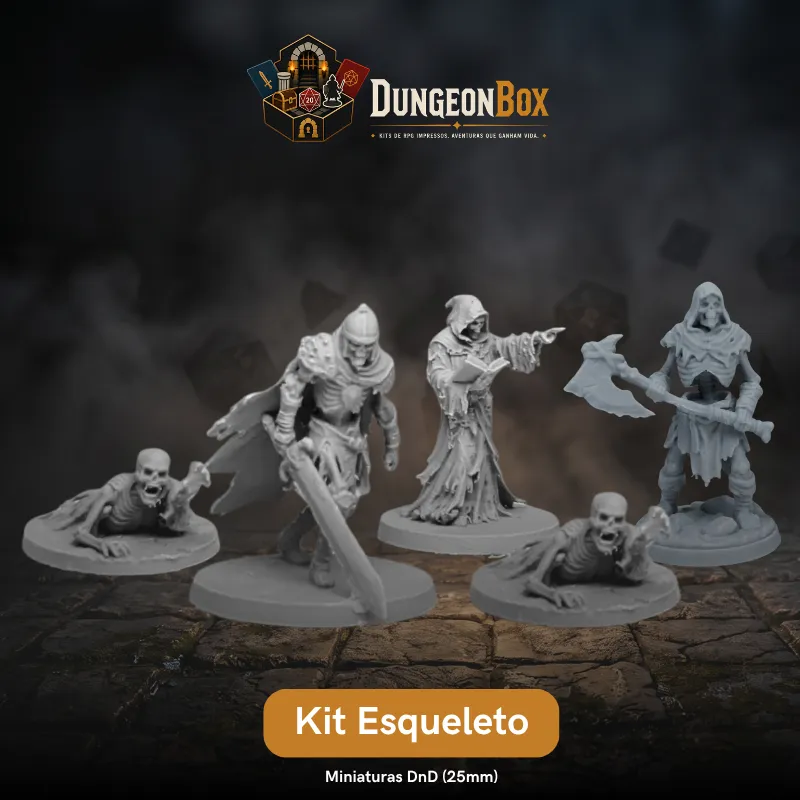 Kit Horda de Esqueletos: O Despertar da Tumba (5 Miniaturas RPG 25mm) - DungeonBox