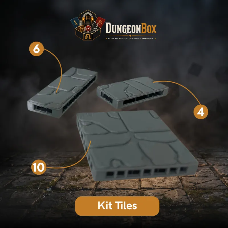 Kit Tiles Modulares de Masmorra: Pisos de Pedra (20 Peças + Clips OpenLOCK) - DungeonBox